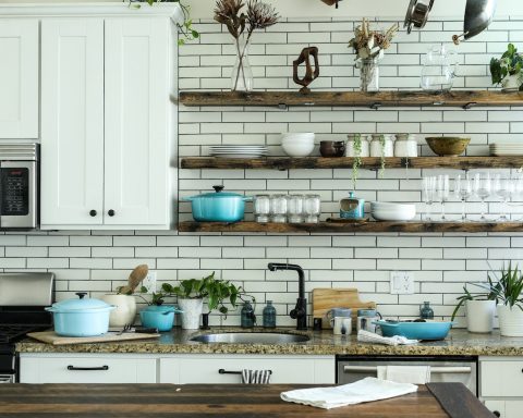 brown wooden shelf