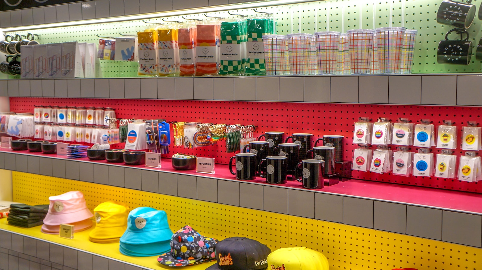 a shelf with food on it